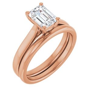 Rings 14K Rose 7x5 mm Emerald Engagement Ring Mounting