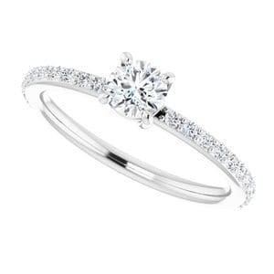 Rings 14K White 4.4 mm Round Ring Mounting