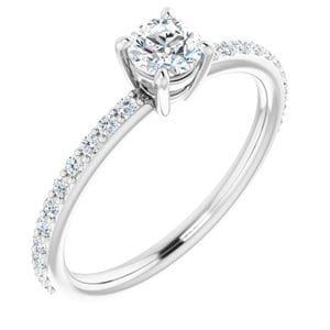 Rings 14K White 4.4 mm Round Ring Mounting