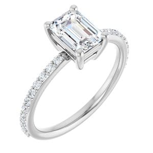Rings 14K White 7x5 mm Emerald Ring Mounting
