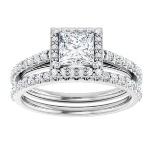 Rings 14K White 5x5 mm Square 1/3 CTW Natural Diamond Semi-Set Engagement Ring
