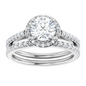 Rings 14K White 6.5 mm Round 1/4 CTW Natural Diamond Semi-Set Engagement Ring
