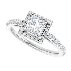 Rings 14K White 5x5 mm Square 1/3 CTW Natural Diamond Semi-Set Engagement Ring
