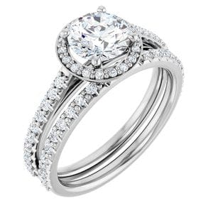 Rings 14K White 6.5 mm Round 1/4 CTW Natural Diamond Semi-Set Engagement Ring