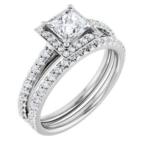 Rings 14K White 5x5 mm Square 1/3 CTW Natural Diamond Semi-Set Engagement Ring