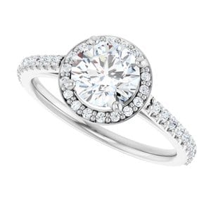 Rings 14K White 6.5 mm Round 1/4 CTW Natural Diamond Semi-Set Engagement Ring