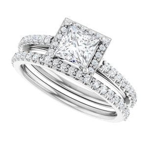 Rings 14K White 5x5 mm Square 1/3 CTW Natural Diamond Semi-Set Engagement Ring