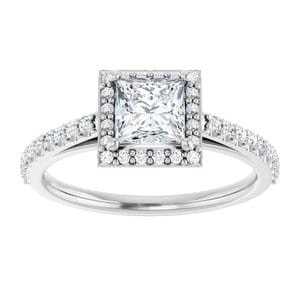 Rings 14K White 5x5 mm Square 1/3 CTW Natural Diamond Semi-Set Engagement Ring