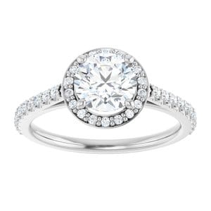 Rings 14K White 6.5 mm Round 1/4 CTW Natural Diamond Semi-Set Engagement Ring