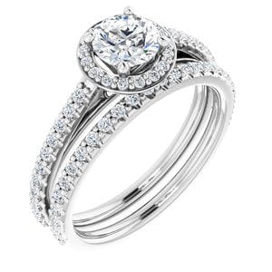 Rings 14K White 5.5 mm Round 1/3 CTW Natural Diamond Semi-Set Engagement Ring