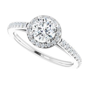 Rings 14K White 5.5 mm Round 1/3 CTW Natural Diamond Semi-Set Engagement Ring