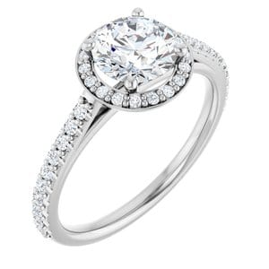 Rings 14K White 6.5 mm Round 1/4 CTW Natural Diamond Semi-Set Engagement Ring