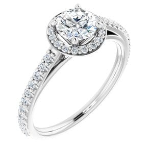 Rings 14K White 5.5 mm Round 1/3 CTW Natural Diamond Semi-Set Engagement Ring