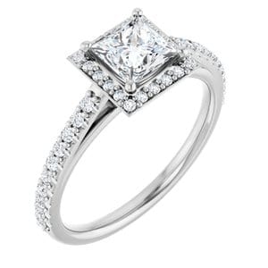 Rings 14K White 5x5 mm Square 1/3 CTW Natural Diamond Semi-Set Engagement Ring