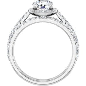 Rings 14K White 6.5 mm Round 1/4 CTW Natural Diamond Semi-Set Engagement Ring
