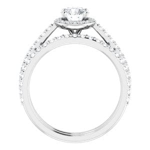 Rings 14K White 5.5 mm Round 1/3 CTW Natural Diamond Semi-Set Engagement Ring