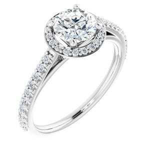 Rings 14K White 6 mm Round 1/3 CTW Natural Diamond Semi-Set Engagement Ring