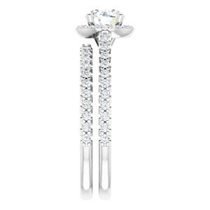 Rings 14K White 5.5 mm Round 1/3 CTW Natural Diamond Semi-Set Engagement Ring