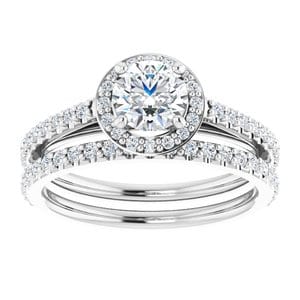 Rings 14K White 5.5 mm Round 1/3 CTW Natural Diamond Semi-Set Engagement Ring