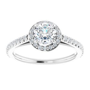 Rings 14K White 5.5 mm Round 1/3 CTW Natural Diamond Semi-Set Engagement Ring