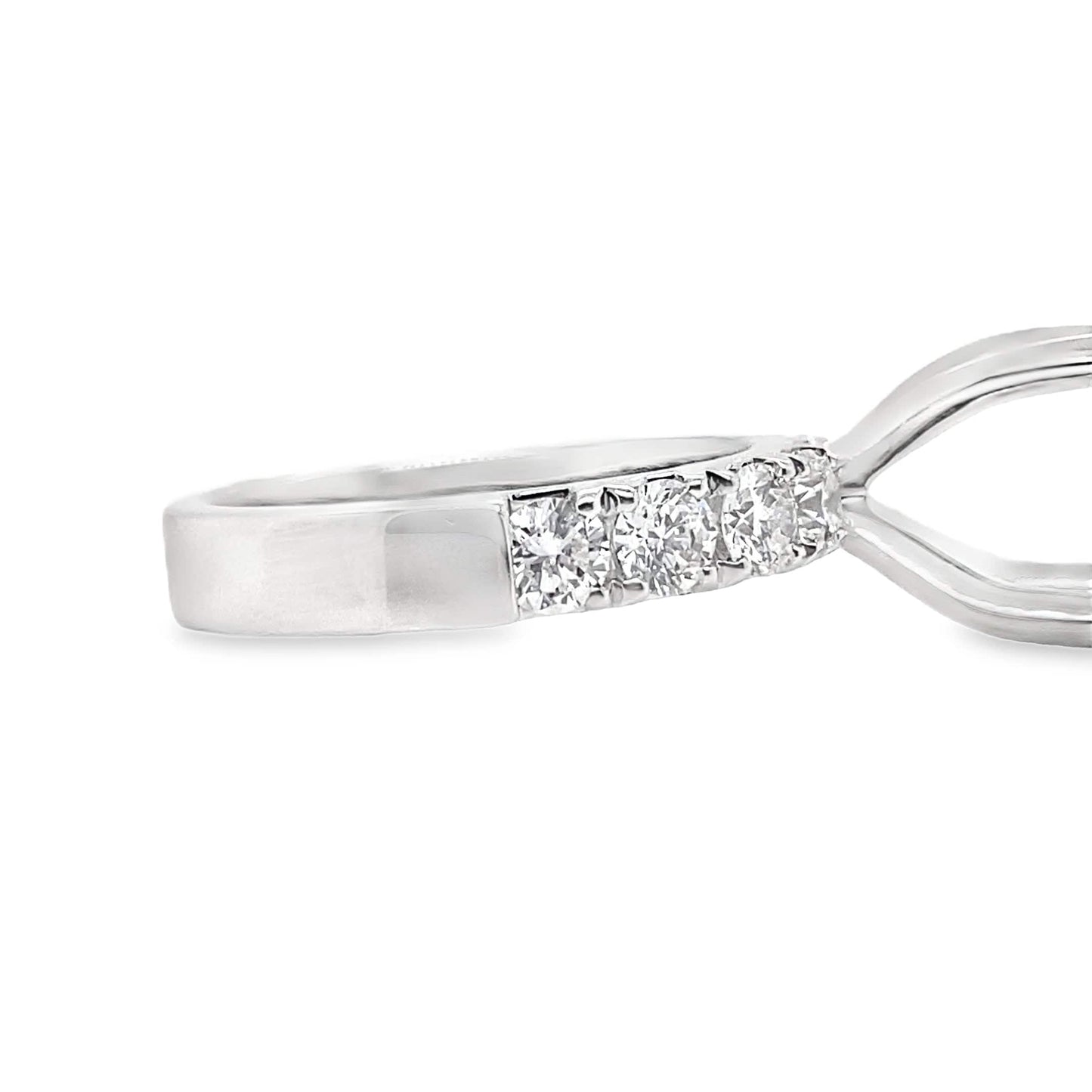 18K WHITE GOLD NO CENTER (9MM RBC) 1.02CT TW NATURAL ROUND BRILLIANT DIAMOND ACCENT F/VS PRONG SET RING MOUNTING