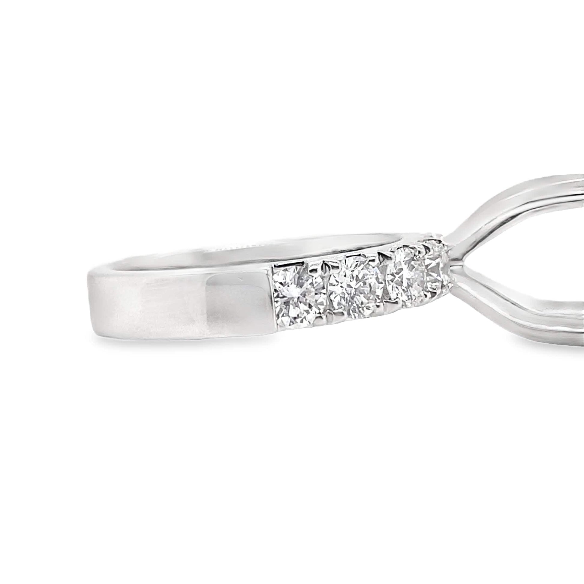 18K WHITE GOLD NO CENTER (9MM RBC) 1.02CT TW NATURAL ROUND BRILLIANT DIAMOND ACCENT F/VS PRONG SET RING MOUNTING