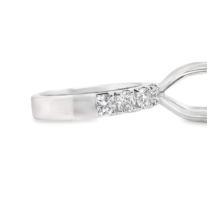 18K WHITE GOLD NO CENTER (9MM RBC) 1.02CT TW NATURAL ROUND BRILLIANT DIAMOND ACCENT F/VS PRONG SET RING MOUNTING