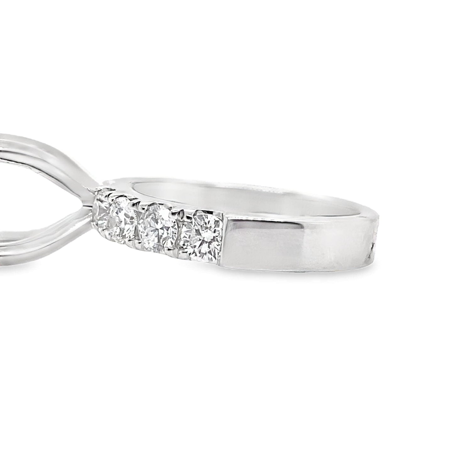 18K WHITE GOLD NO CENTER (9MM RBC) 1.02CT TW NATURAL ROUND BRILLIANT DIAMOND ACCENT F/VS PRONG SET RING MOUNTING