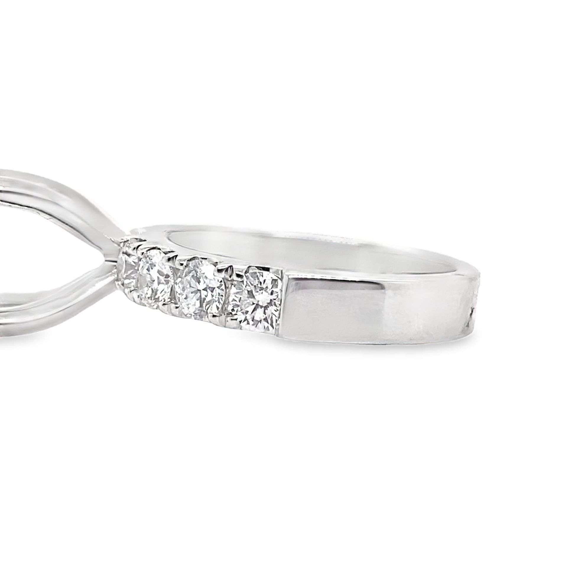 18K WHITE GOLD NO CENTER (9MM RBC) 1.02CT TW NATURAL ROUND BRILLIANT DIAMOND ACCENT F/VS PRONG SET RING MOUNTING
