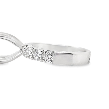 18K WHITE GOLD NO CENTER (9MM RBC) 1.02CT TW NATURAL ROUND BRILLIANT DIAMOND ACCENT F/VS PRONG SET RING MOUNTING