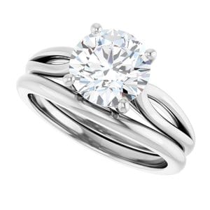 Rings 14K White 8 mm Round Engagement Ring Mounting