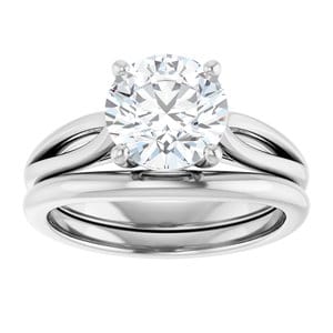 Rings 14K White 8 mm Round Engagement Ring Mounting