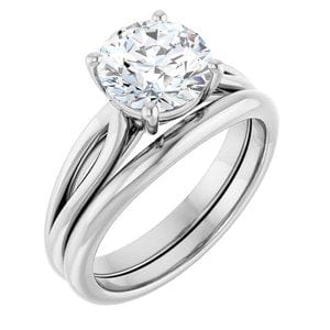 Rings 14K White 8 mm Round Engagement Ring Mounting