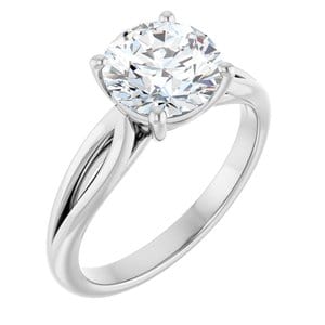 Rings 14K White 8 mm Round Engagement Ring Mounting