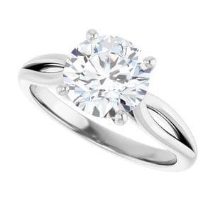 Rings 14K White 8 mm Round Engagement Ring Mounting