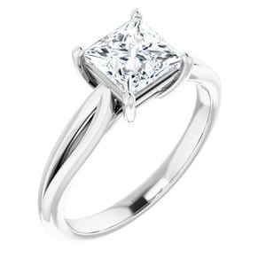 Rings 14K White 6 mm Square Engagement Ring Mounting