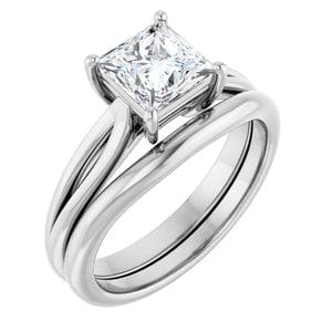 Rings 14K White 6 mm Square Engagement Ring Mounting