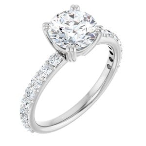 Rings 14K White 7.4 mm Round Engagement Ring Mounting