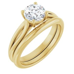 Rings 14K Yellow 6.5 mm Round Engagement Ring Mounting