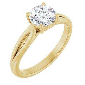 Rings 14K Yellow 6.5 mm Round Engagement Ring Mounting