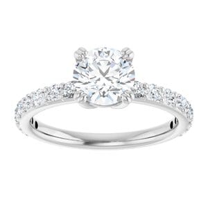 Rings 14K White 6.5 mm Round Engagement Ring Mounting