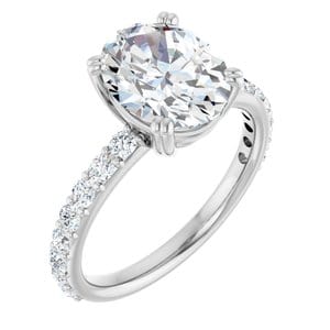 Rings 14K White 10x8 mm Oval Engagement Ring Mounting