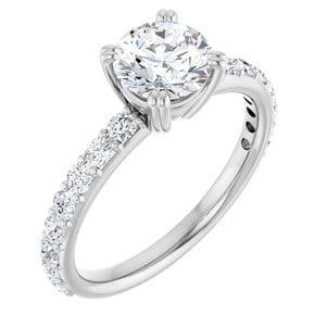 Rings 14K White 6.5 mm Round Engagement Ring Mounting