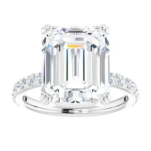 Rings 14K X1 White 12x10 mm Emerald Engagement Ring Mounting