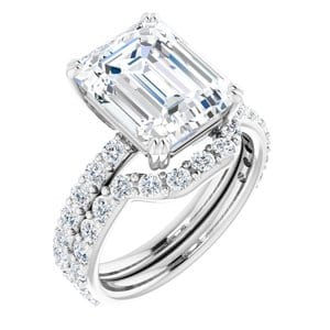Rings 14K White 11x9 mm Emerald Engagement Ring Mounting