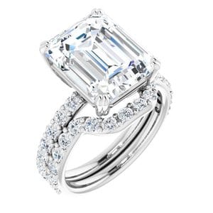 Rings 14K X1 White 12x10 mm Emerald Engagement Ring Mounting