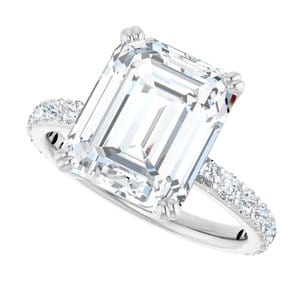 Rings 14K White 11x9 mm Emerald Engagement Ring Mounting