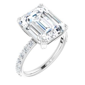 Rings 14K X1 White 12x10 mm Emerald Engagement Ring Mounting