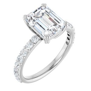 Rings 14K White 9x7 mm Emerald Engagement Ring Mounting