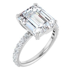 Rings 14K White 11x9 mm Emerald Engagement Ring Mounting